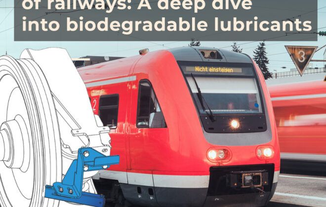 A train on a railway using biodegradable lubricants