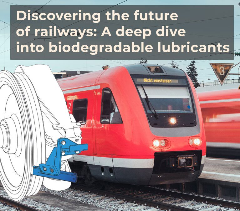 A train on a railway using biodegradable lubricants